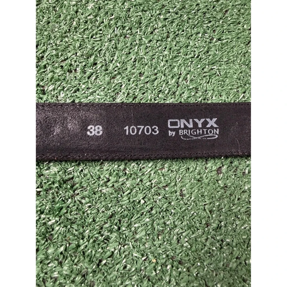 Onyx by Brighton Belt Mens 38 Black Good Western Braided Leather Bone Inlay
